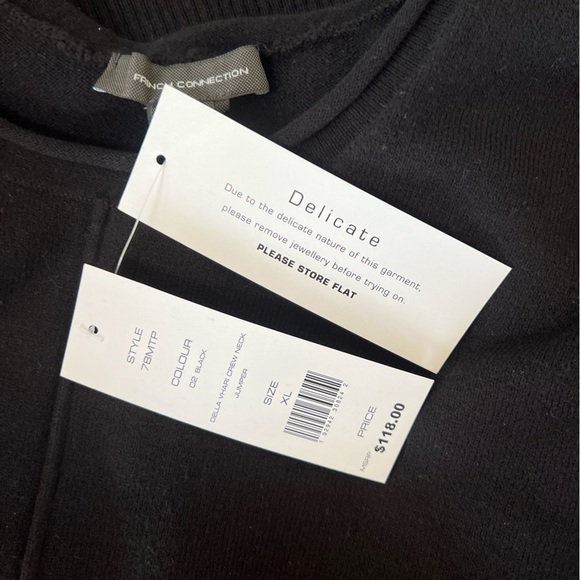 NWT French Connection Della Ribbed Sweater in Black, size XL - Picture 7 of 8